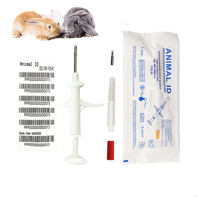 FDX B Animal Microchip Tag trong túi khử trùng với 4 nhãn dán mã vạch