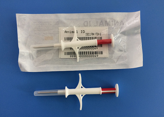 ICAR đã phê duyệt ID động vật Microchip với ống tiêm dùng một lần Thẻ thủy tinh 1,4 * 8 mm Bộ tiếp sóng tiêm