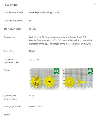 Thẻ tai RFID nhẹ với cơ chế gắn chắc chắn, giảm thiểu sự khó chịu cho động vật đồng thời đảm bảo vị trí an toàn