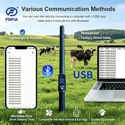 Đầu đọc thẻ RFID nhỏ gọn hỗ trợ thẻ ISO11784 85 FDX B HDX và ID64 với Bluetooth 5 và vỏ chống nước