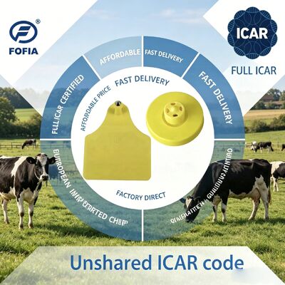 Thẻ ICAR gia súc màu vàng TPU chống nước đầy đủ ICAR ET908 + T901 / T905 FDX-B 134.2Khz EM4305 Chip chăn nuôi
