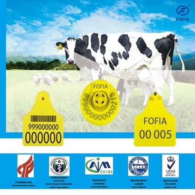 Nhãn tai UHF RFID cho gia súc Nhãn nhận dạng vi mạch nhựa bền cho bò Cừu Lợn Động vật