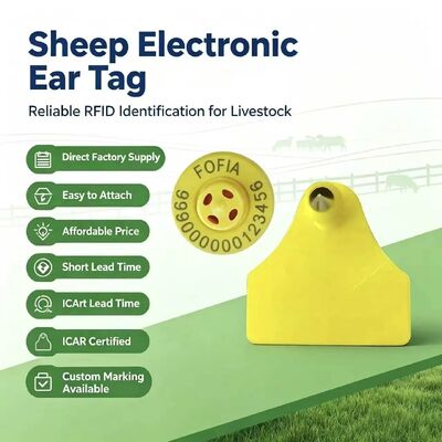 Bộ kết hợp chống thấm lâu dài Nhãn tai theo dõi động vật điện tử chất lượng cao RFID TPU Laser Coding 3 năm Bảo hành Fofia