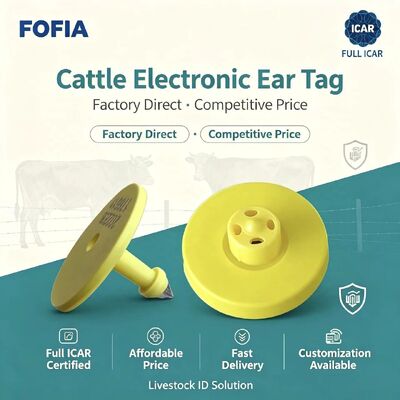 Mới Full ICAR Chống Nước RFID TPU Thẻ Tai Động Vật Màu Vàng 14.5 Mm EM4305 Chip Bảo Hành 5 Năm Fofia Sử Dụng Trang Trại
