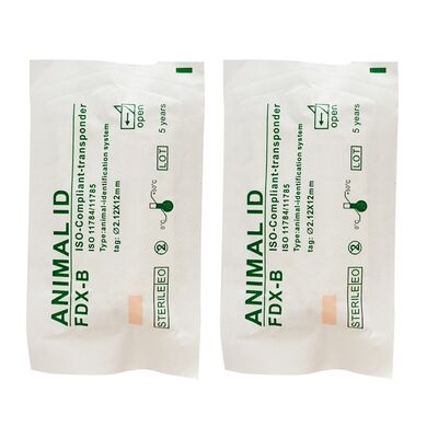 Fofia RFID 134.2kHz ICAR Chứng nhận loại phân chia ID động vật Microchip 2.12 * 12mm Mô hình ZS005 Vật liệu chống nước Mới 1,5 năm