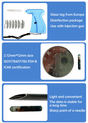 Fofia RFID 134.2kHz ICAR Chứng nhận loại phân chia ID động vật Microchip 2.12 * 12mm Mô hình ZS005 Vật liệu chống nước Mới 1,5 năm