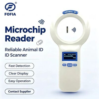 Máy đọc RFID cầm tay FOFIA PT200 chống nước màu trắng, màn hình OLED 128x64, tần số 134.2kHz, đọc tầm xa