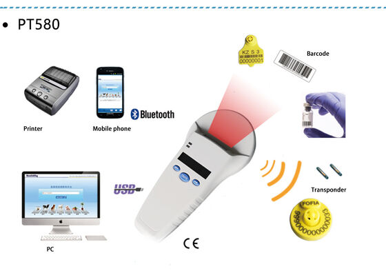 Bộ đọc cầm tay bền FOFIA PT580 RFID 125kHz/134.2kHz ISO11784/5 128x32 Màn hình OLED 10-20m Khoảng cách đọc USB / cho vật nuôi