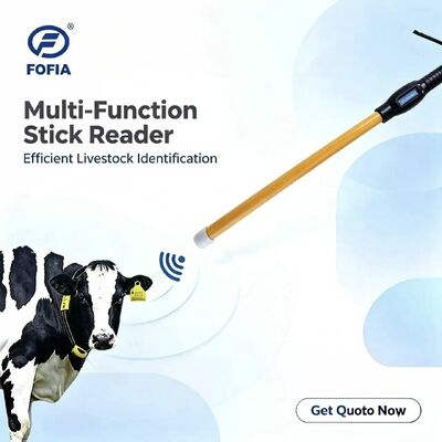 Đầu đọc thẻ RFID FOFIA chống nước mới 134.2kHz ID gia súc USB RS232 Lưu trữ 7000 bản ghi ISO11784/5 Khoảng cách đọc xa