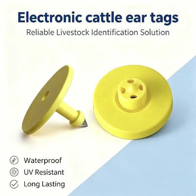 ICAR ET908+T901 mới đầy đủ chống nước RFID LF TPU thẻ tai động vật màu vàng 14.5mm EM4305 chip 5 năm bảo hành bò Fofia