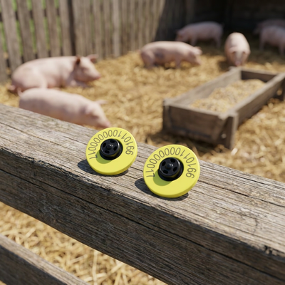 New Fofia Full ICAR ET908 Cattle RFID LF Ear Tag Vật liệu TPU 350N Tension 5 năm bảo hành Tiêu chuẩn ISO11784/5 Phù hợp Sử dụng trang trại