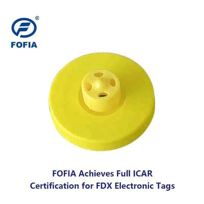 FOFIA New Full ICAR bền chống nước RFID TPU thẻ tai màu vàng LF ET908+T905 Chip nông nghiệp 5 năm bảo hành bò 14,5mm