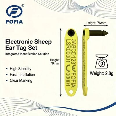 Fofia mới chống nhiệt độ cao tích hợp chống đổ điện tử ET969 Cừu vàng RFID Tag tai TPU vật liệu RF động vật