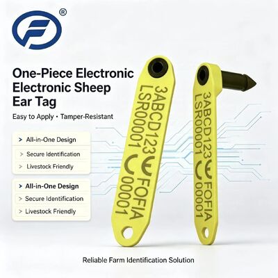 Etiqueta electrónica RFID para ovejas Fofia de alta resistencia a altas temperaturas, integrada, antidesprendimiento, codificada por láser, ET969, TPU, amarilla