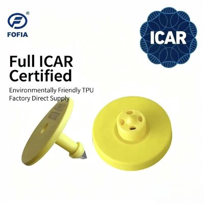 Fofia mới chống nước Full ICAR chứng nhận ET908 màu vàng RFID TPU Cow Ear Tag 1,5 năm bảo hành Mã hóa laser Theo dõi động vật bò