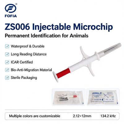 Fofia ZS006 134.2 kHz RFID Microchip Tiêm cho Động vật 2.12 X 12 mm IP67 Chống nước ICAR Chứng nhận Thú cưng Gia súc Thỏ ID