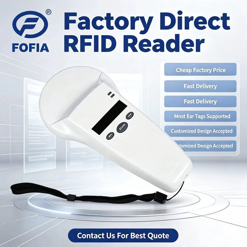 Máy đọc cầm tay RFID chống nước với màn hình OLED 128x32 USB cho nhựa Giải pháp tầm xa cho vật nuôi và nông trại & trang trại sử dụng 125khz
