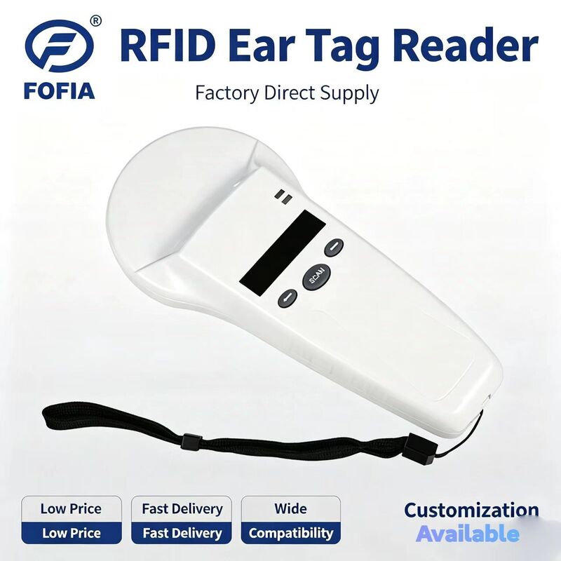 Người đọc cầm tay RFID nhựa bền FOFIA với màn hình OLED 128x32 /USB để sử dụng cho thú cưng và trang trại / trang trại xa