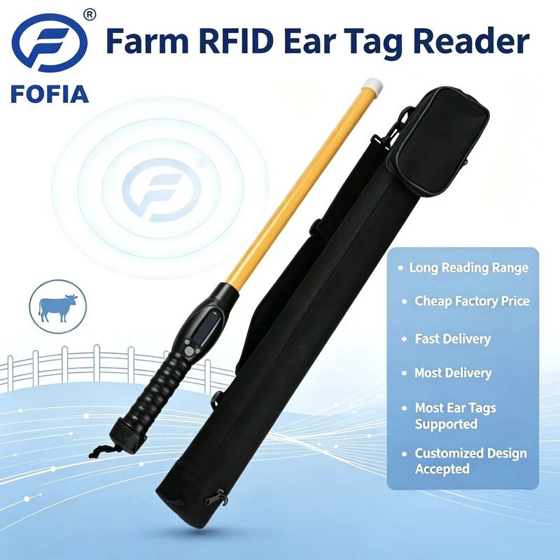FOFIA Đầu đọc thẻ RFID PT280 chống nước 134,2kHz Nhựa PVC NLIS Úc ICAR được phê duyệt ID gia súc USB ISO 11784/5 10-20cm