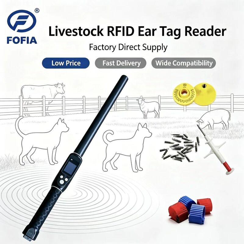 Chất chống nước bền tầm xa 134.2kHz RFID Ear Tag Reader ISO11784/5 Protocol 30-100cm Khoảng cách đọc PVC