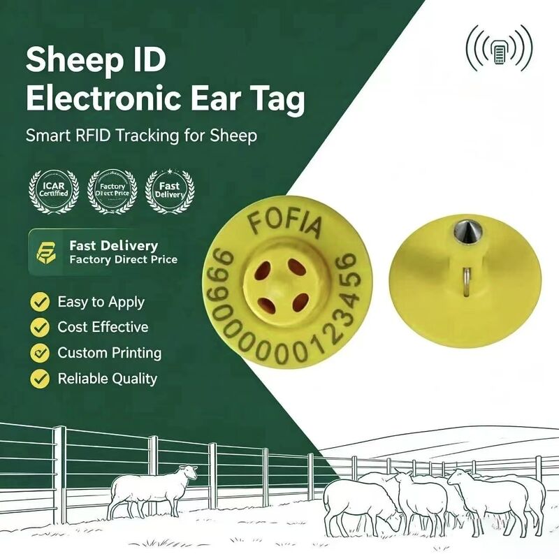 Thẻ tai điện tử TPU 134,2kHz với phạm vi đọc 10cm cho lợn, gia súc, cừu