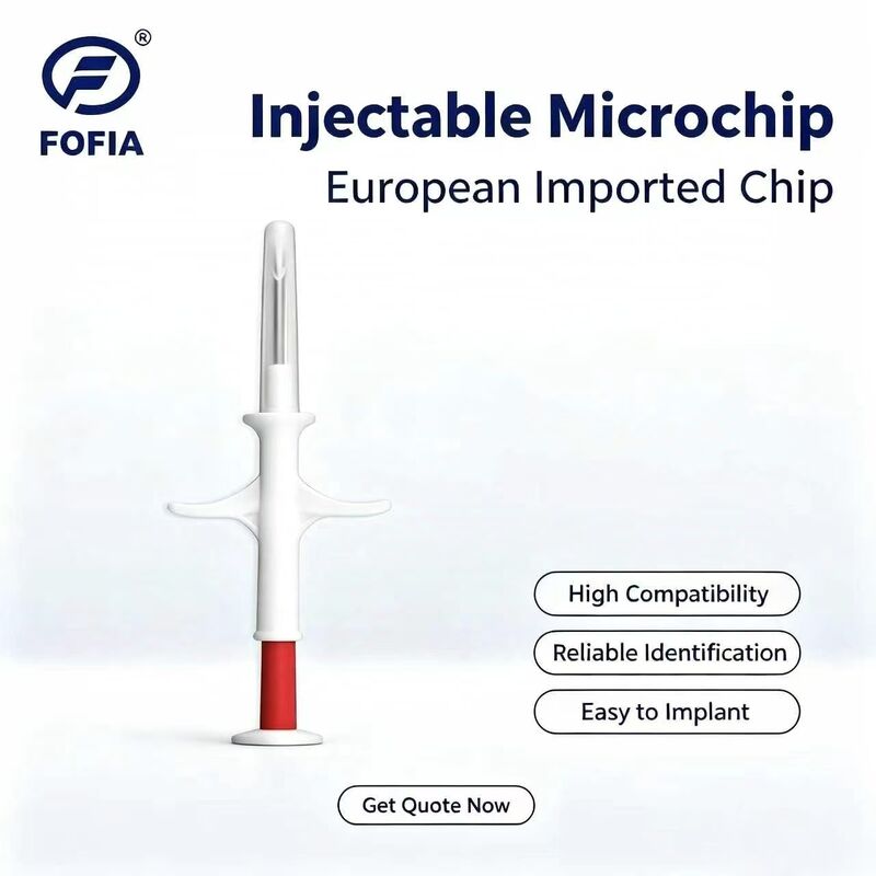 ICAR Chứng된 FOFIA RFID 134.2kHz 동물 마이크로칩 FDX/EM4305 칩 IP67 방수 애완 동물 주입 플라스틱
