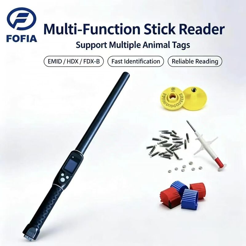 FOFIA Kiểm soát không thấm nước tầm xa 134.2kHz RFID Ear Tag Reader ISO11784/5 Protocol 30-100cm Khoảng cách đọc Vật liệu PVC cho nông nghiệp