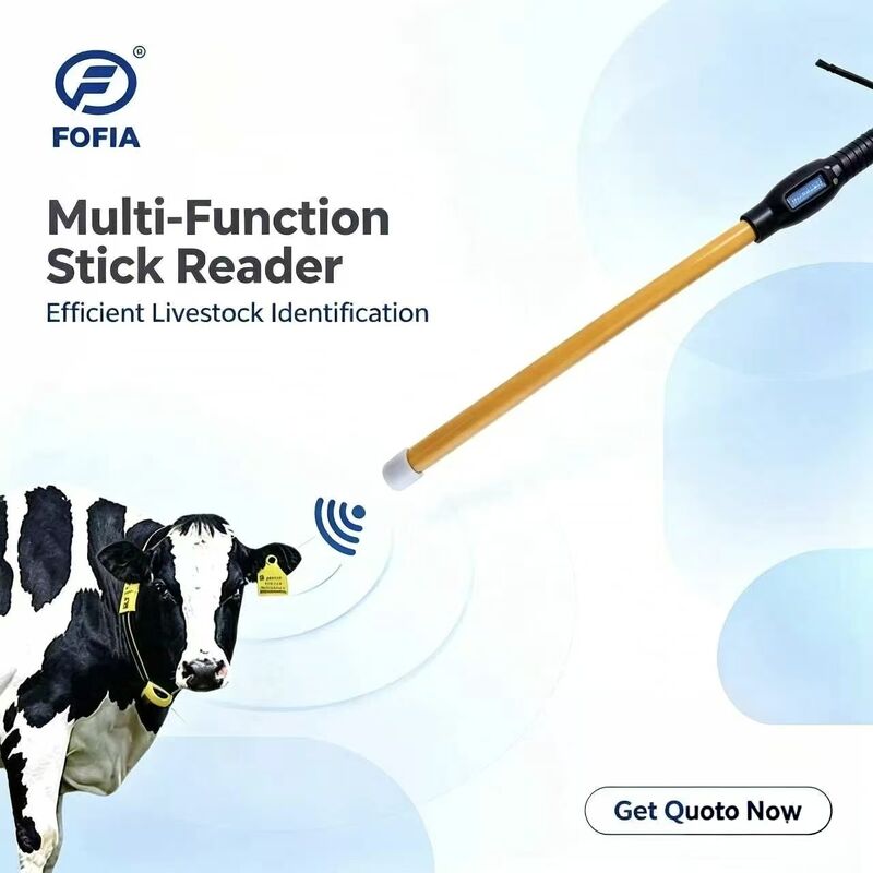 Đầu đọc thẻ RFID FOFIA chống nước mới 134.2kHz ID gia súc USB RS232 Lưu trữ 7000 bản ghi ISO11784/5 Khoảng cách đọc xa