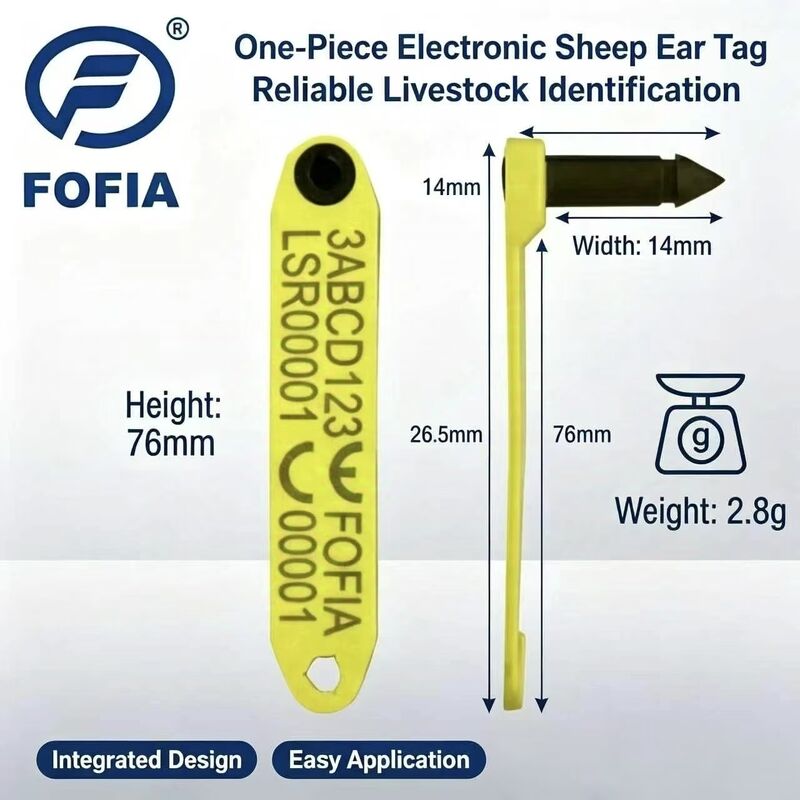 Fofia HDX ET969 mới chống nhiệt độ cao chống rụng màu vàng TPU Chiếc tai cừu RFID Chip Theo dõi động vật 1,5 năm
