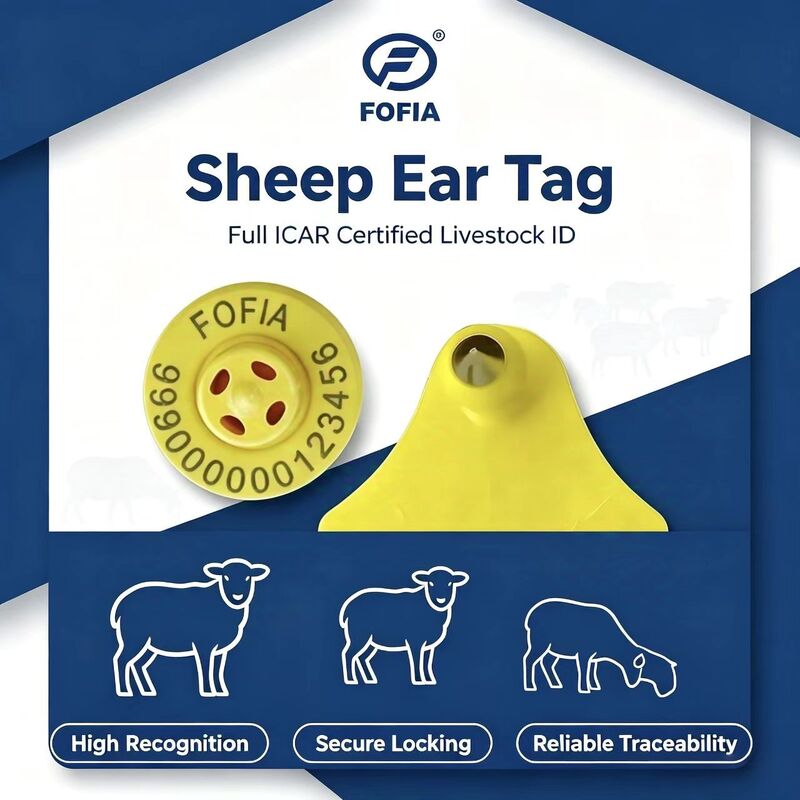 Tag Tai Cừu Dê Điện Tử Fofia ET957+T967 Chống Thấm Nước Mã Laser TPU RFID Chất Lượng Cao Mới