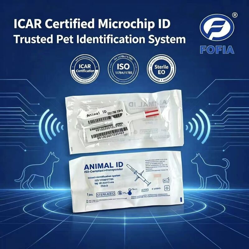 Fofia New ICAR chứng nhận RFID 134.2kHz PP Animal ID Microchip chống nước cho chó & mèo Sử dụng Bảo hành 1,5 năm