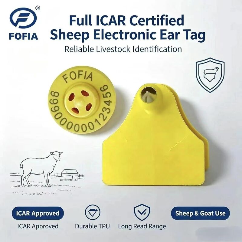 Fofia ET957+T967 Cừu dê Sở chăn nuôi Sản phẩm kết hợp Sản phẩm chăn nuôi theo dõi điện tử Nhãn tai mới chất lượng cao RFID TPU Laser Coding 3