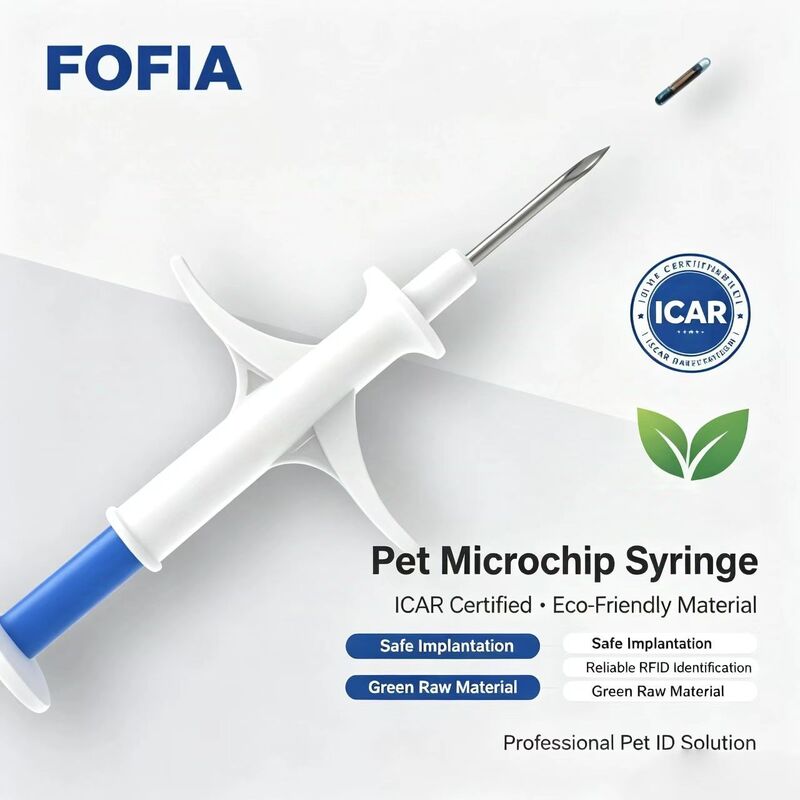 FOFIA ZS007 RFID 134.2kHz Microchip động vật FDX/EM4305 Chip IP67 Kiểm soát nước Chăn nuôi vật nuôi Ứng dụng bơm nhựa mới 1.5