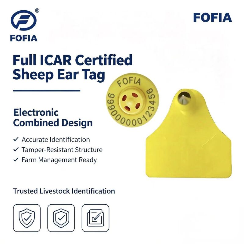 Thẻ Tai Điện Tử Theo Dõi Gia Súc/Cừu Chống Thấm Nước Bền Bỉ, Chất Lượng Cao RFID TPU Mã Laser Bảo Hành 3 Năm Fofia