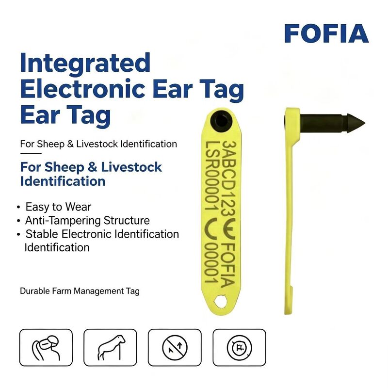 Thẻ tai RFID điện tử chống rơi tích hợp chịu nhiệt Fofia ET969 màu vàng cho cừu