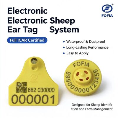 Thẻ tai chíp RFID FDX-B 134.2KHz bằng vật liệu TPU màu vàng, được ICAR chứng nhận, mới cho chăn nuôi cừu, bò, theo dõi vật nuôi ET957+T967 Fofia Bảo hành 5 năm
